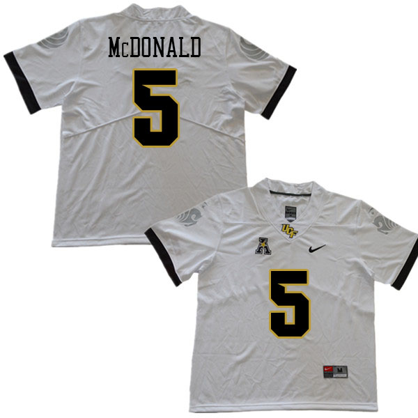 Men #5 Jordan McDonald UCF Knights College Football Jerseys Stitched Sale-White - Click Image to Close